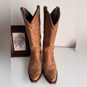 Classic Tan Leather Western Heeled Boots